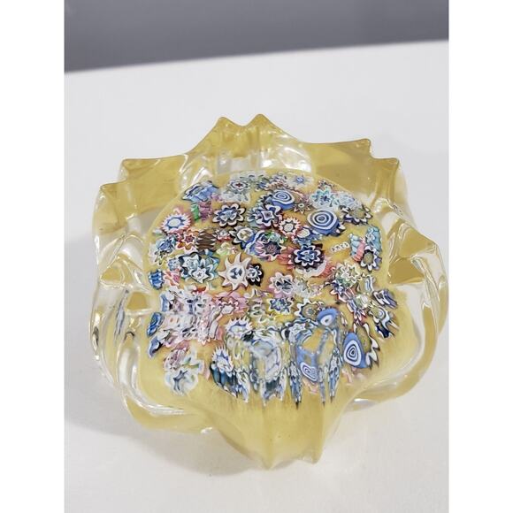 Peter McDougall Star Cut Millifiore Yellow paperweight Fluted Scotland PMCD 50mm - Picture 1 of 8